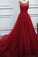 2021 A Line Scoop Beaded Bodice Lace With Sash Sweep Train Prom Dresses
