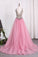 New Arrival A Line Tulle Straps Prom Dresses With Beading And Slit