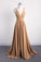 A Line Burgundy V Neck Ruffles Slit Bridesmaid Dresses Long Cheap Prom Dresses SSM585