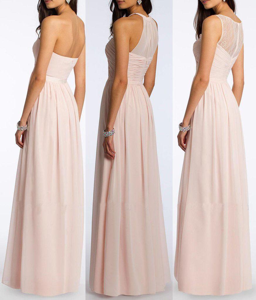 A Line Chiffon Blush Pink Formal Floor Length Cheap Bridesmaid Dresses Prom Dresses SSM836