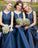 A Line Dark Navy Scoop Sleeveless Long Prom Dresses Simple Bridesmaid Dresses BD1000