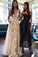 A Line Deep V Neck Sleeveless Tulle Prom Dresses Long Formal Dresses uk SSM376