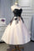 A line Ankle Length Satin Homecoming Dress with Lace Straps Short Prom Dresses SSM843