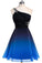 A line Blue One Shoulder Beads Short Prom Dresses Chiffon Homecoming Dresses SSM853