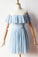 Blue A-line Sleeveless Chiffon Short Prom Dresses, Homecoming Dresses