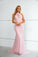 Pink Halter Backless Sequins Beading Mermaid Prom Dresses
