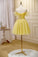 Cute Yellow Spaghetti Straps Off The Shoulder Tulle Short Homecoming Dresses