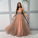 Flowy V-neck Beading A-line Floor Length Long Prom Dresses Sparkly Party Dresses
