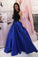Lovely Royal Blue And Black Modest Prom Dresses Pretty Party Dresses