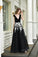 New Arrival Sleeveless Black Appliques Tulle Prom Dresses