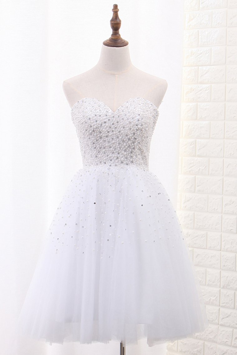 2021 Tulle Homecoming Dresses A Line Sweetheart Beaded Bodice Short/Mini
