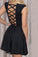 2021 Sexy Open Back Cocktail Dresses Scoop Satin A Line Short/Mini