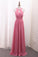 Chiffon Bridesmaid Dresses Scoop A Line Floor Length With Ruffles And Slit