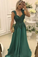 2021 A Line Straps Prom Dresses Open Back Satin With Applique And Beads