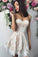 2021 Sweetheart A Line Homecoming Dresses Satin With Applique