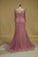 2021 3/4 Length Sleeves Scoop Mother Of The Bride Dresses Mermaid With Beading Tulle