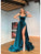 Velvet Peacock A-Line High Split Scoop Neck Long Prom Evening Dresses