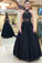 Simple Black A-Line Appliques Halter Formal Wedding Dress