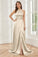 Column Halter Soft Satin Bridesmaid Dress with Pockets