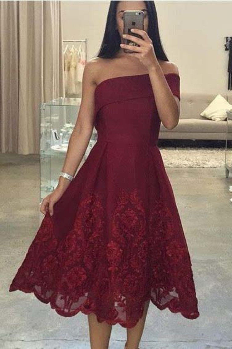 2021 New Arrival One Shoulder Homecoming Dresses Satin With Applique