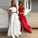 Two Piece High Low Off Shoulder Satin Lace Prom Dresses Evening Dresses