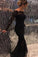 2022 New Style Mermaid Long Sleeves Black Lace Scoop Long Evening Dresses JS762