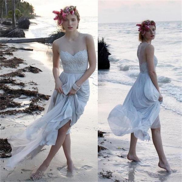 2021 Beach Unique New Design Beautiful Chiffon Wedding Dress Evening Prom Dress