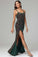 Mermaid Spaghetti Straps Sequins Prom Dress with high Slit