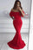 Red Mermaid Off the Shoulder Long Evening Dresses Prom Dresses