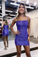 Spaghetti Straps Purple Sequins Sheath Homecoming Dress