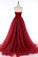 2021 Princess V-Neck Organza Sleeveless Open Back Ruffles Burgundy Prom Dresses SSM696