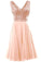 A Line Blush Pink V Neck Chiffon Short Bridesmaid Dress with Rose Gold Sequins UK SSM779
