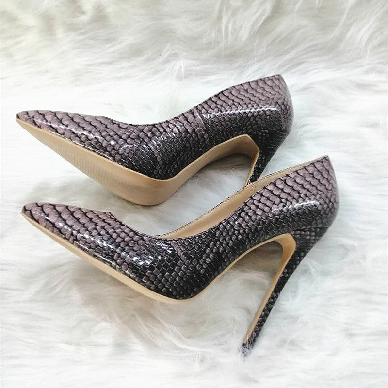 High-heels with Purple Snakeskin Pattern Fashion Women Party Shoes